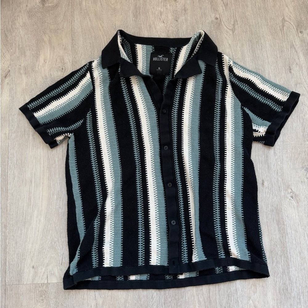 Hollister Black and White Striped Shirt